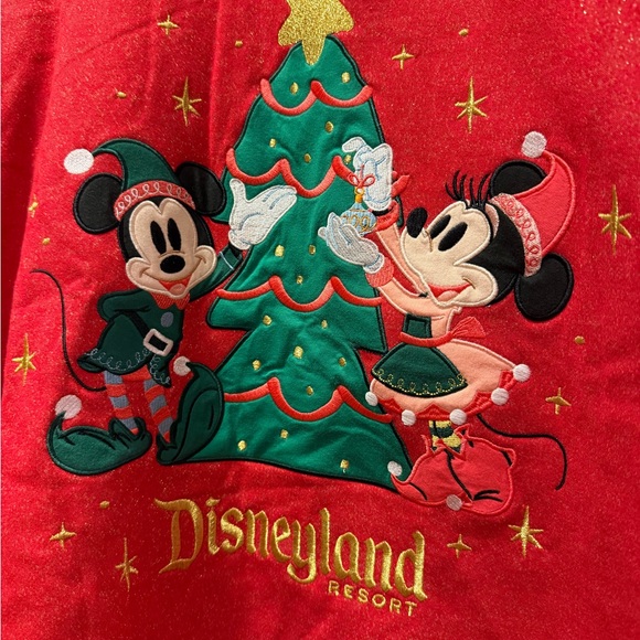 Disney Red Glitter Holiday Sweatshirt xl EUC Disneyland - Picture 2 of 4